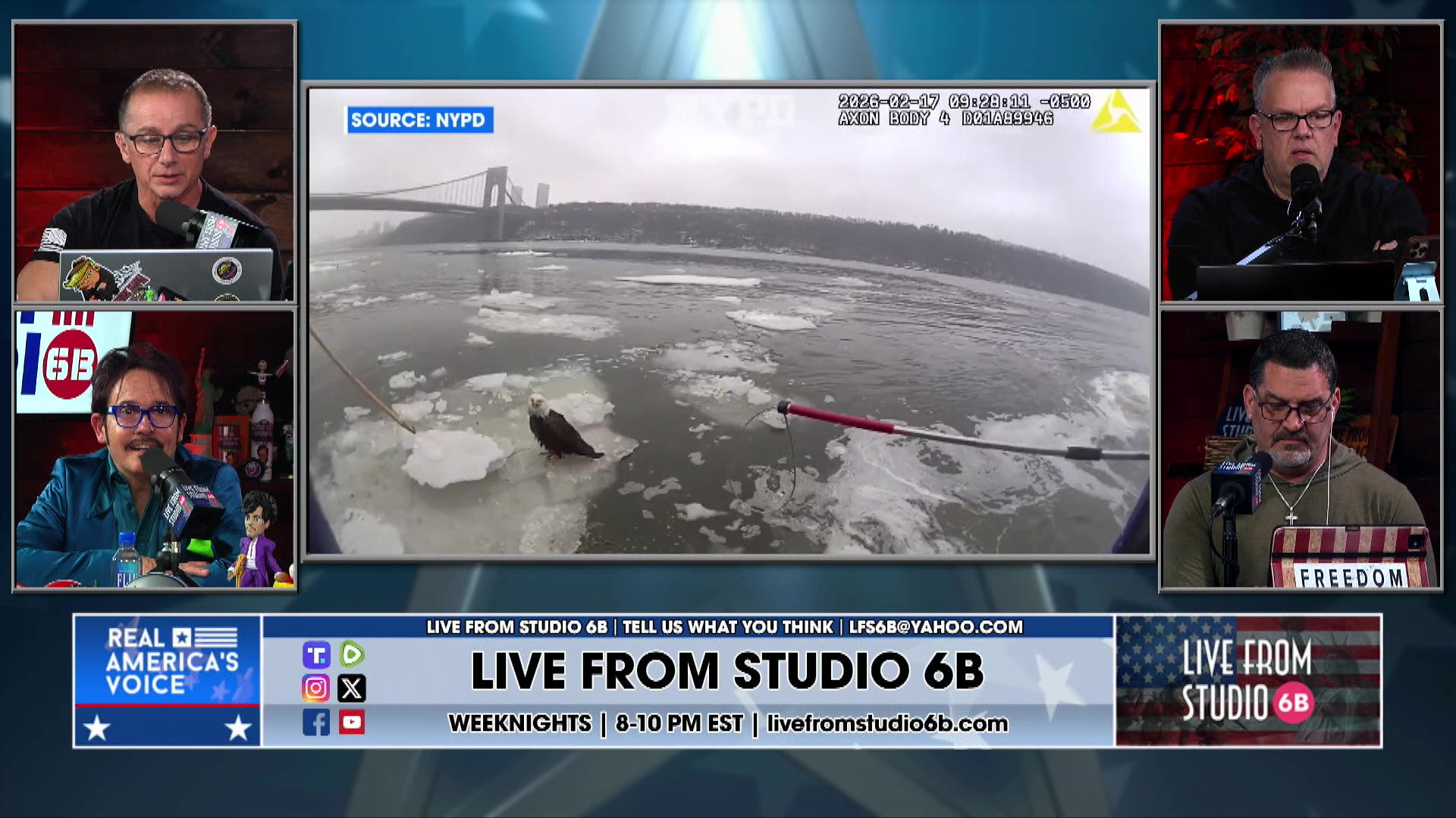 2-18-26 8- Ghislane at Chelsea Clinton wedding discussion, Sports, RIP Joe, NYPD rescues Bald Eagle