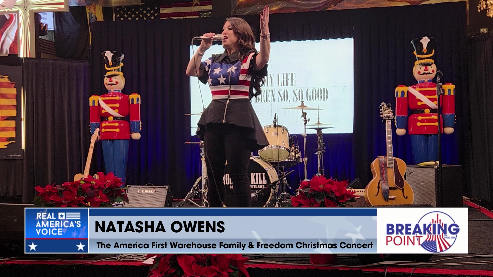 BP 12-27-25 D - Natasha Owens performs at TAFW's Family Freedom Christmas Concert, Trump departs