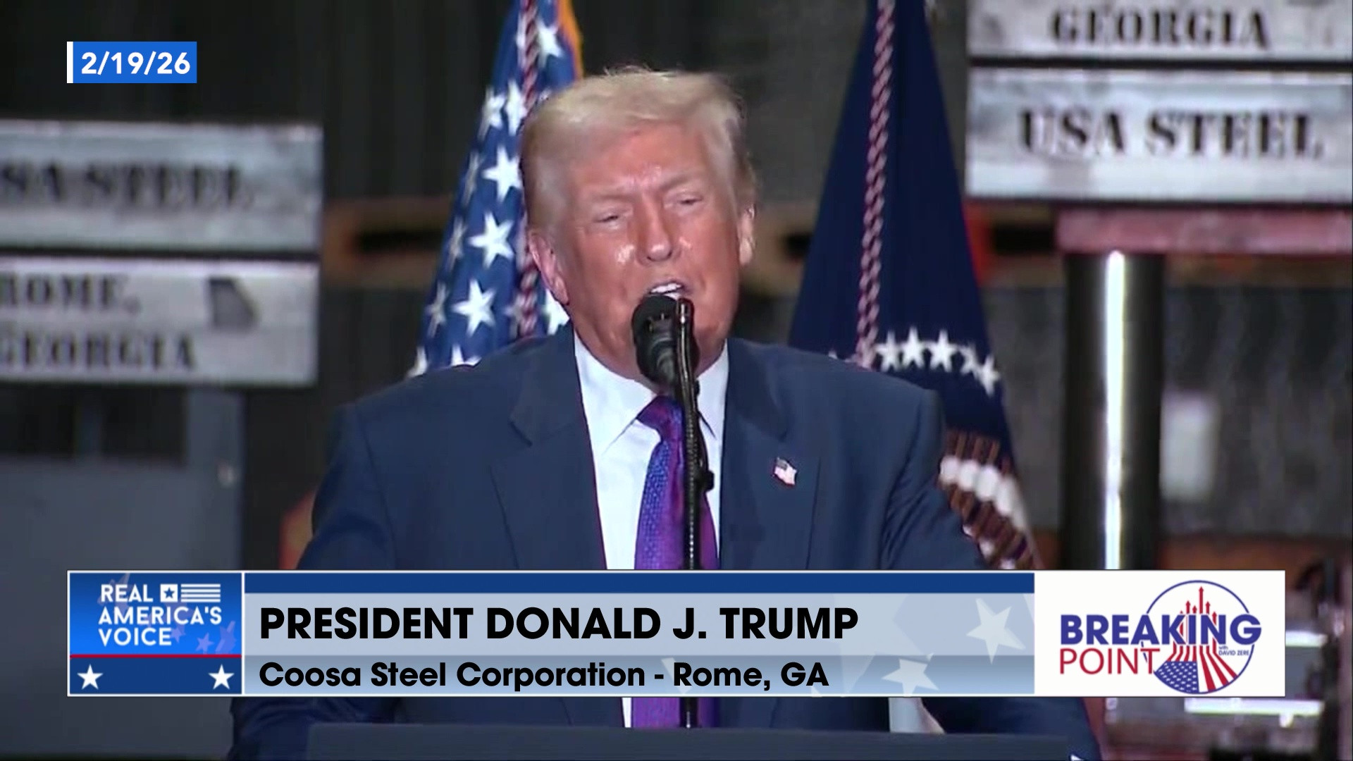 BP 3-14-26 D - David presents excerpts from President Trump's speech at Coosa Steel in Rome, GA