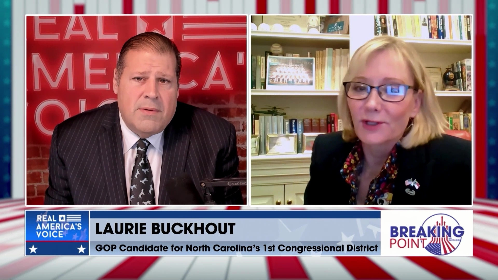 BP 3-14-26 B - David chats with Laurie Buckhout, GOP Candidate for NC 1st District
