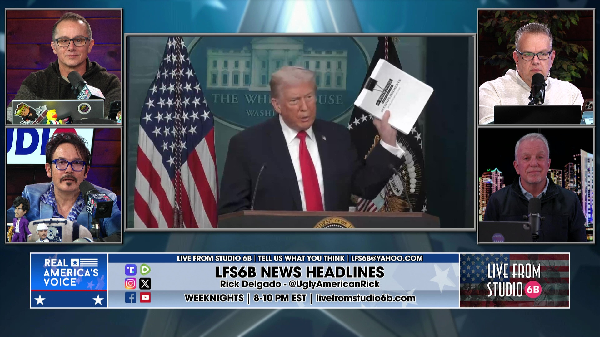 1-20-26 5 - Clinton and Congress, Trump Binder of Accomplishments, trip to Davos, MN church protest