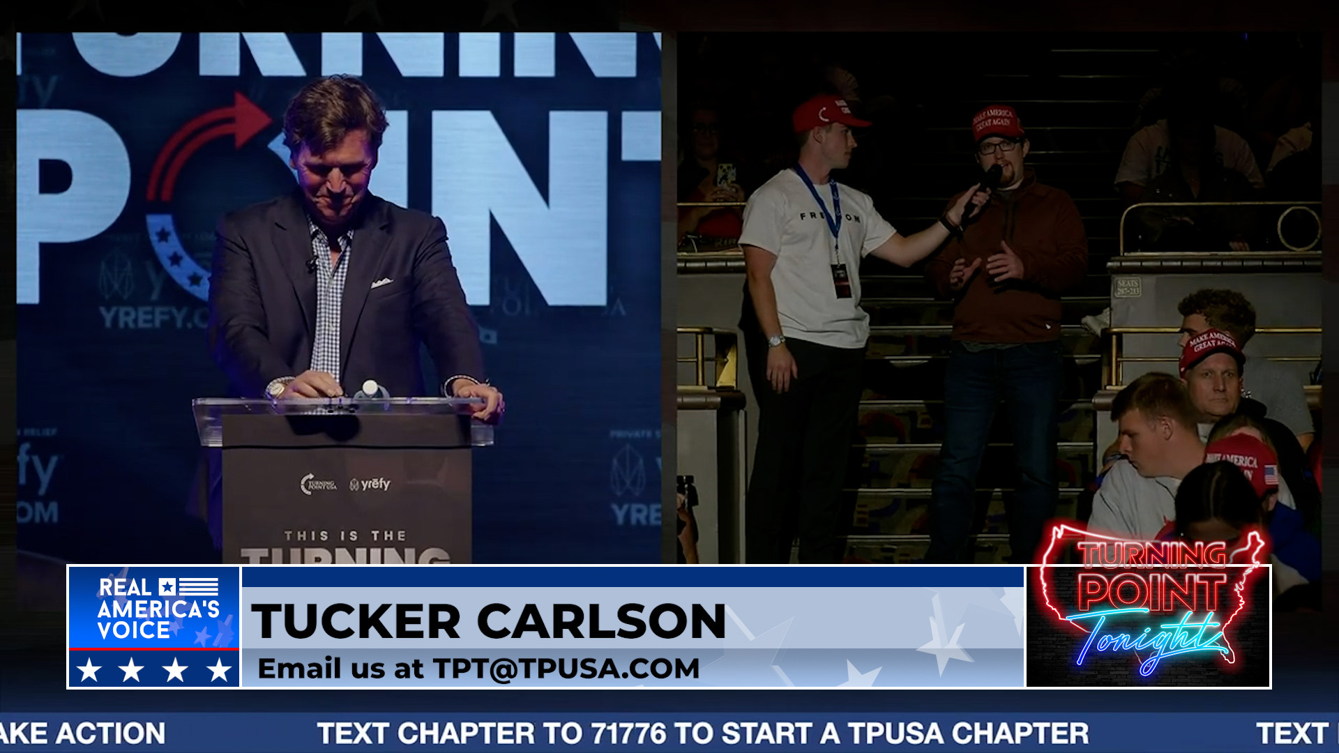 Jobob and Tucker Carlson at Indiana University