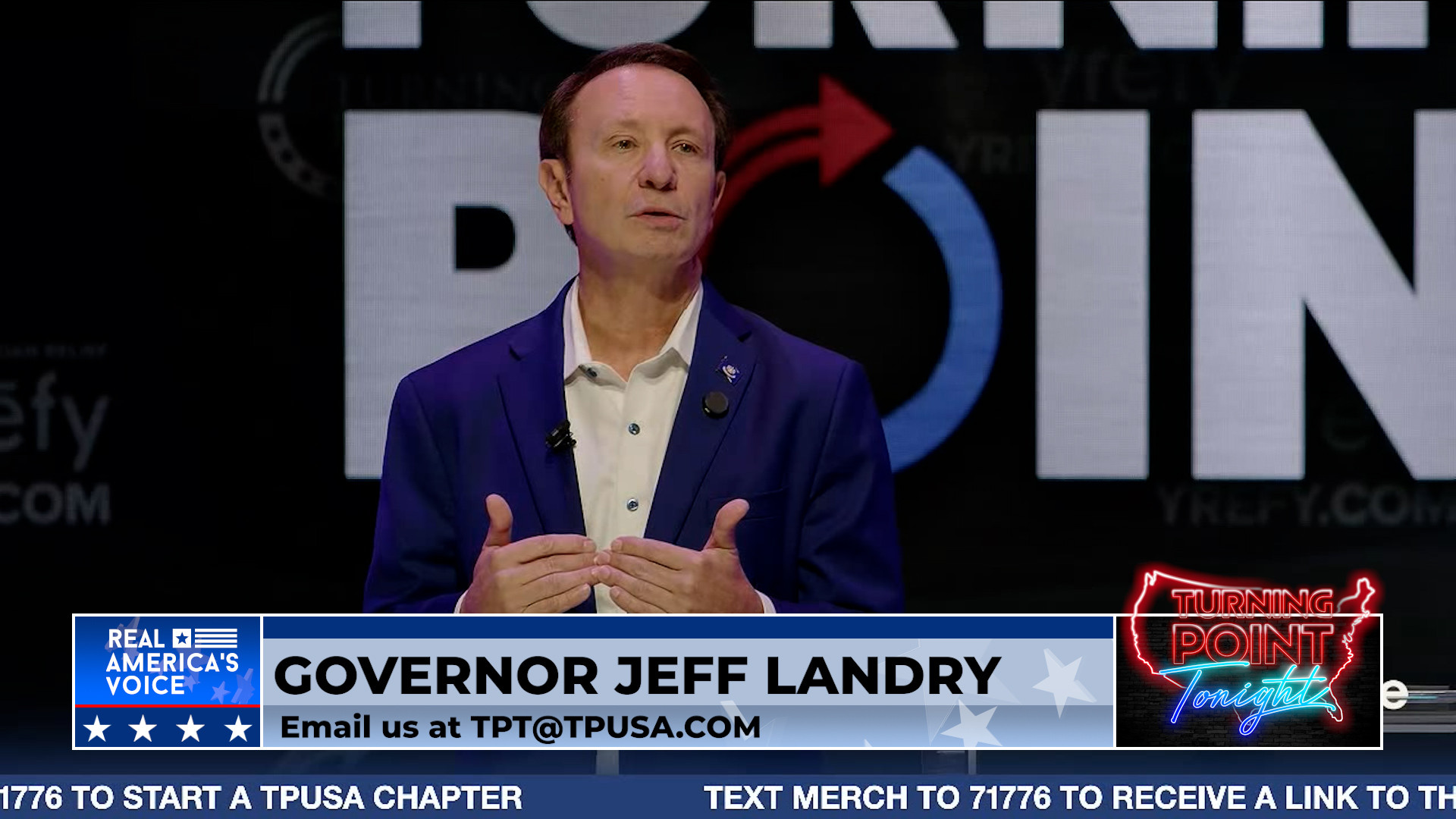 Louisiana Governor Jeff Landry and Allie Beth Stuckey at Louisiana State