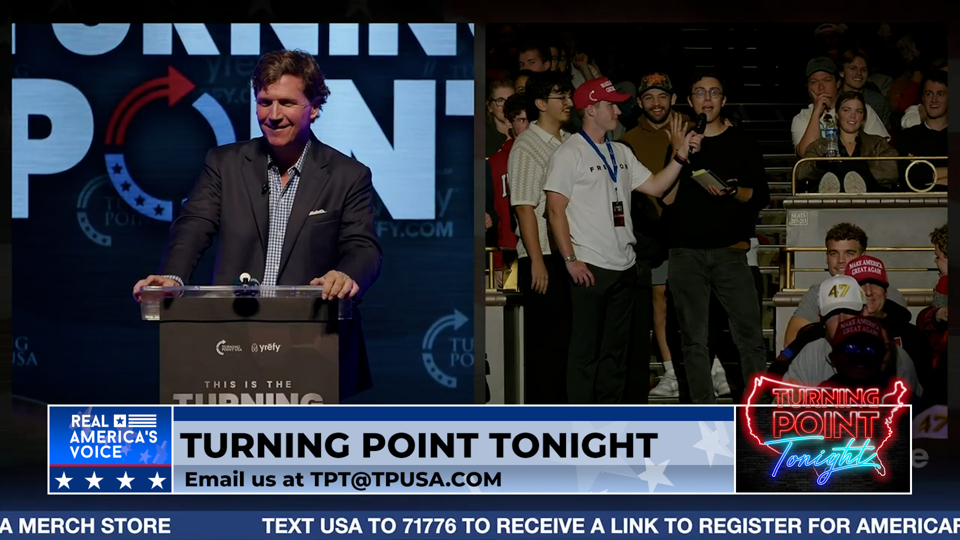 Jobob and Tucker Carlson at Indiana University