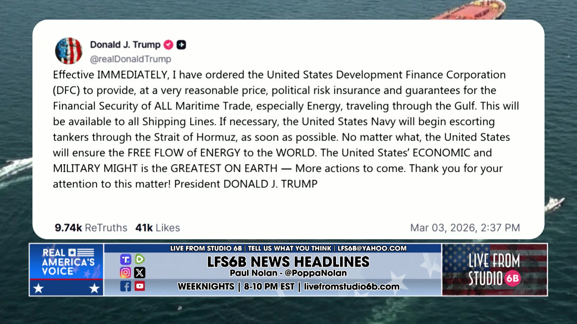 3-4-26 6 - Damon pays bills, Slick has Sports, Oil Supertanker rates hit all time high