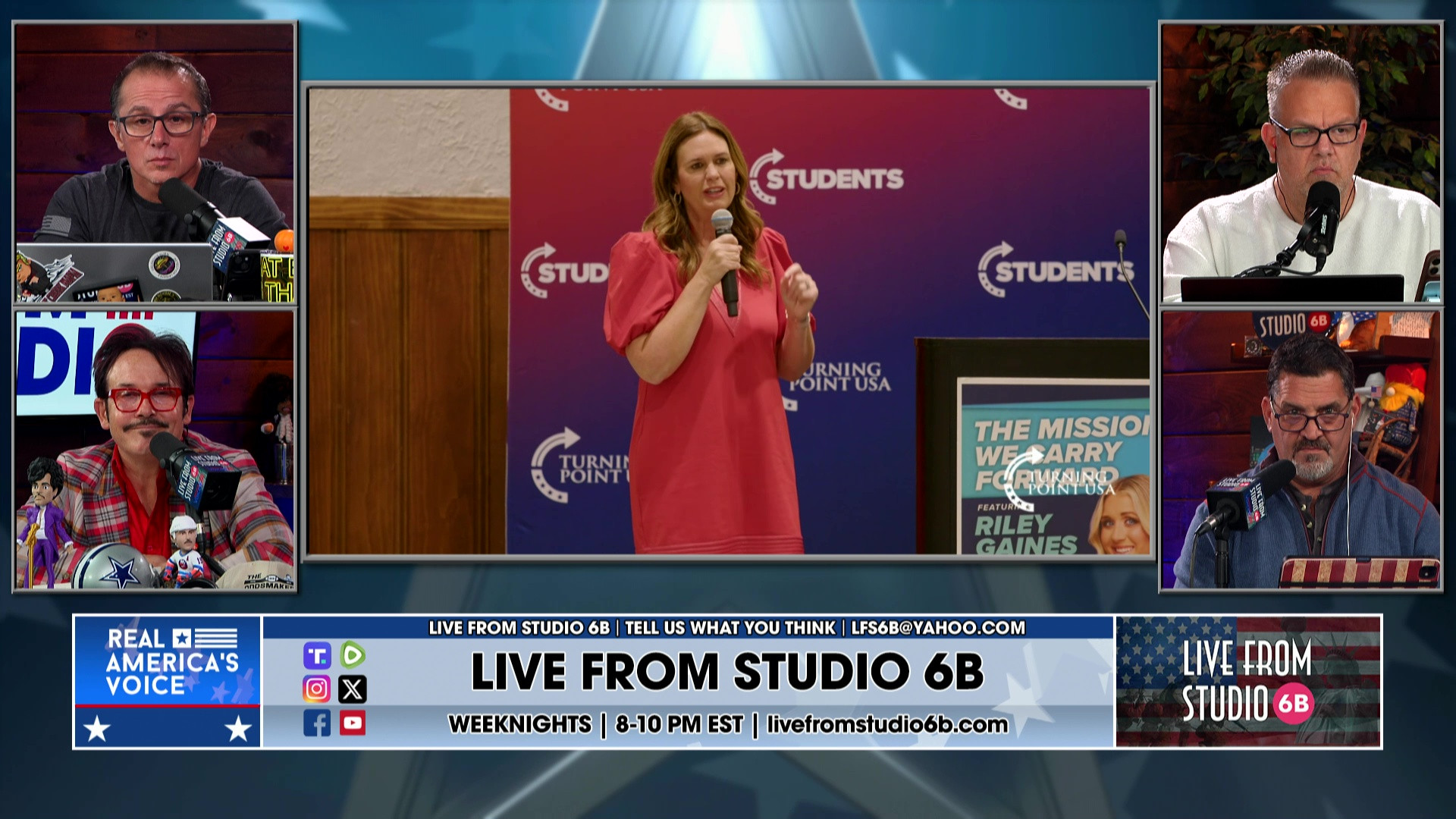 11-19-25 2 - Dem 2028 Poll, Sarah Huckabee Sanders at TP USA event, Sports