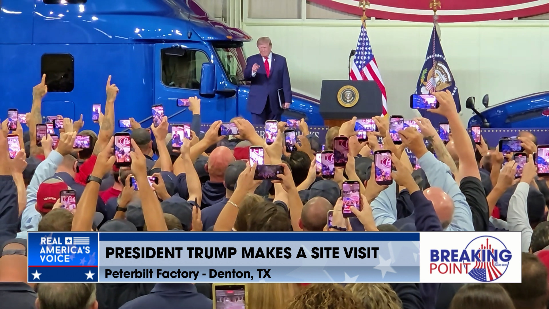 BP 10-3-26 A - David talks to a D.C. Driver, Trump makes a Visit to Peterbilt Factory in Denton TX