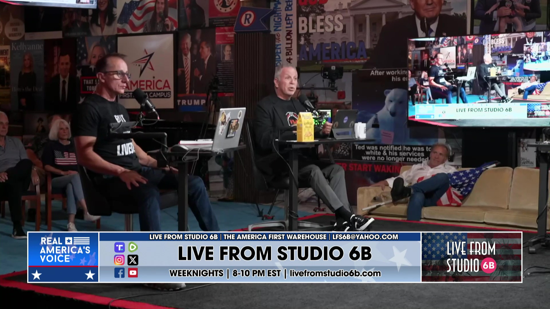 8-15-25 5 - Vin in the crowd, HRC and Brennan, Vin talks paid protesting, Male Cheerleaders