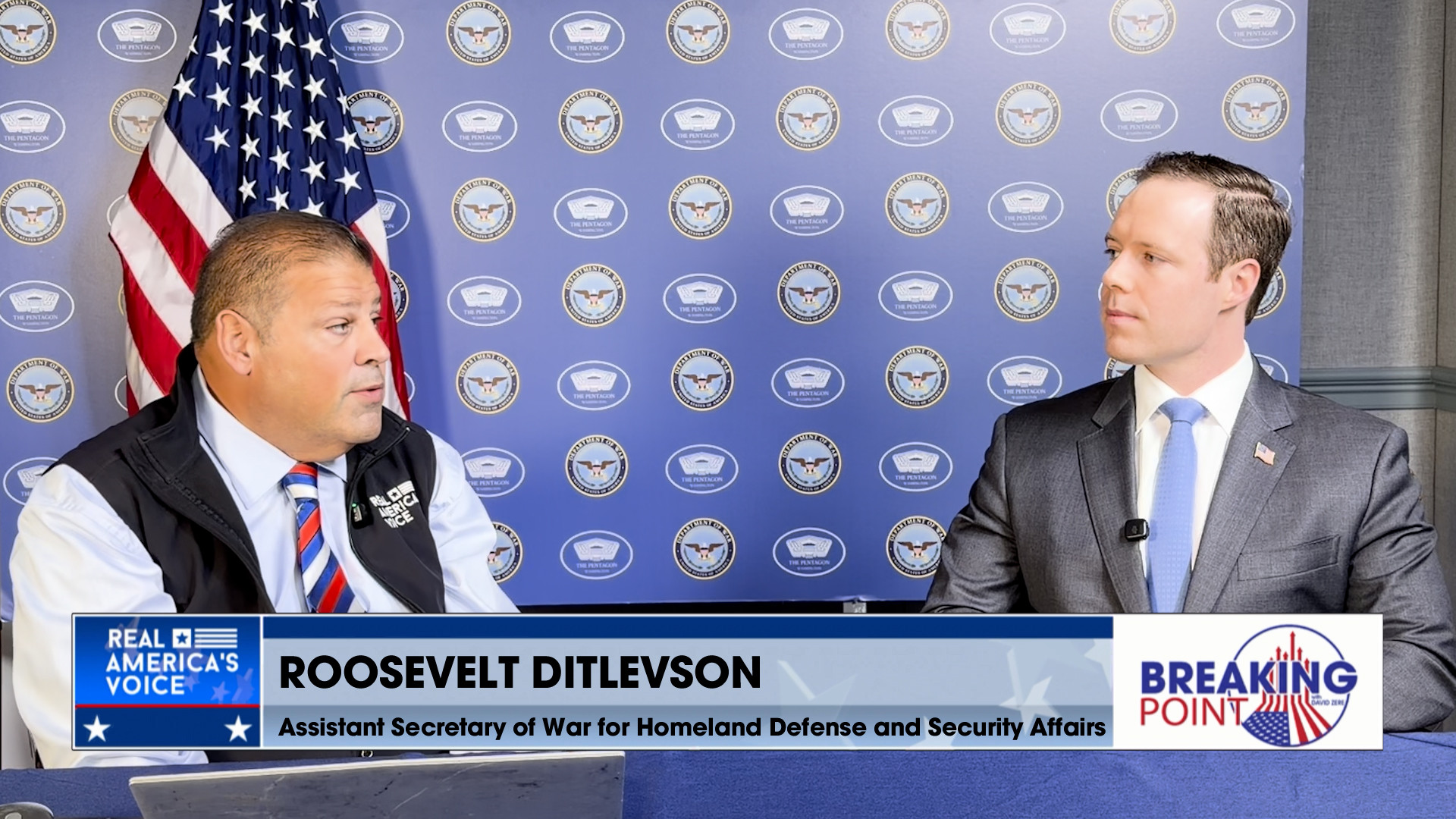 D - David Talks with Asst. Sec of War for Homeland Defense and Security Affairs Roosevelt Ditlevson