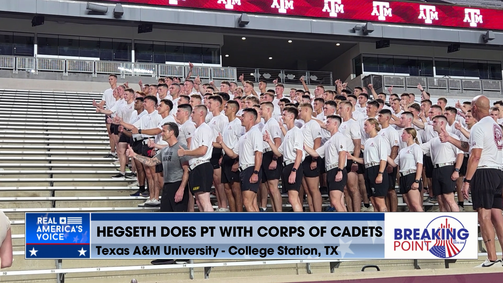 BP 9-26-26 B - David travels with Hegseth to visit the Corps of Cadets at Texas A&M University