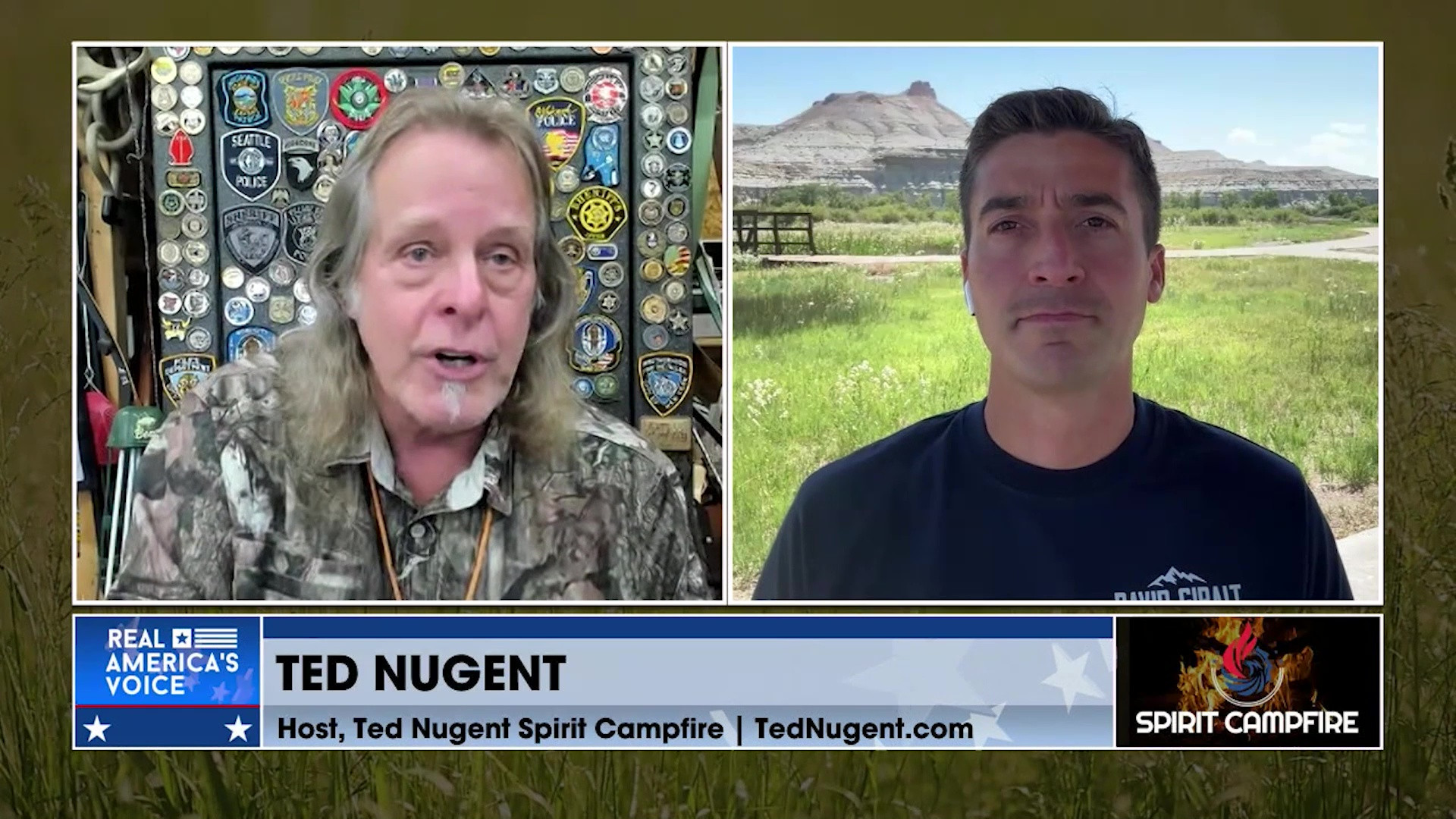 Ted speaks with David Giralt, retired Army Ranger, Bronze Star recipient