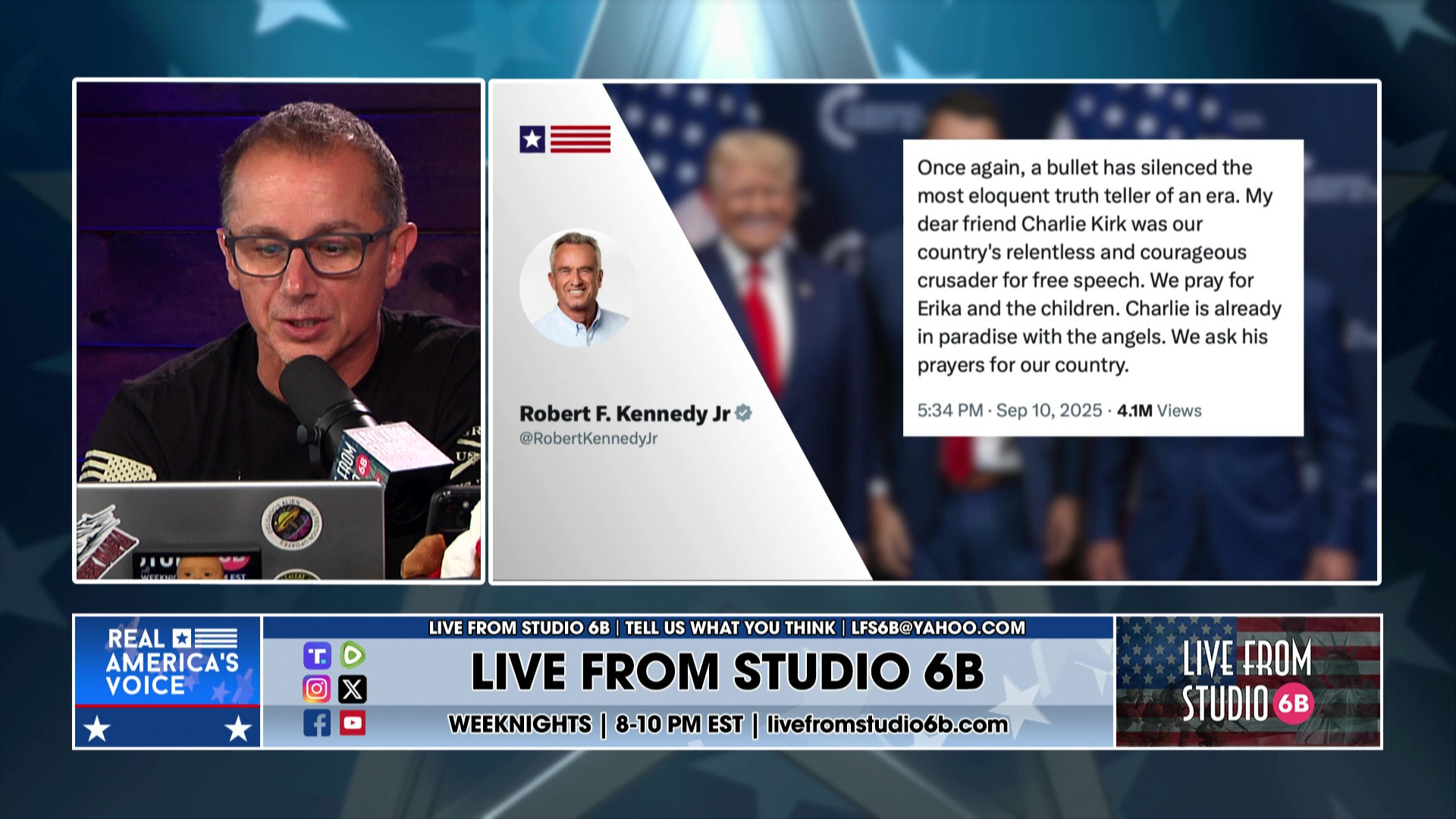 9-10-25 7 -Sports world response to Charlie, discussion of the violent left, analyzing the event