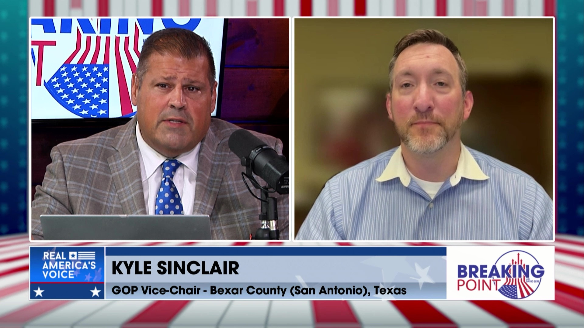 BP 8-9-25 C - David talks with Kyle Sinclair,  GOP Vice Chair of Bexar Co, TX