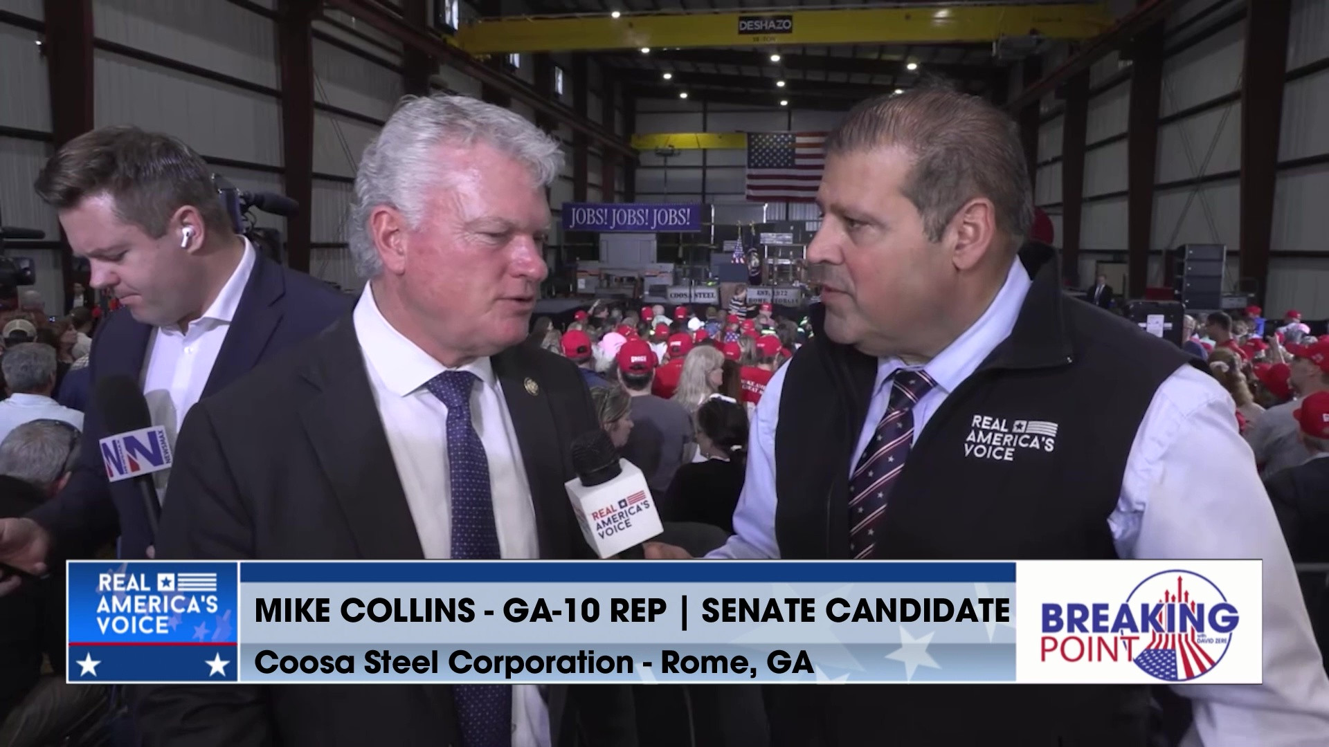 BP 3-14-26 C - David speaks with Mike Collins and Greg Dolezal at Coosa Steel in Rome, GA