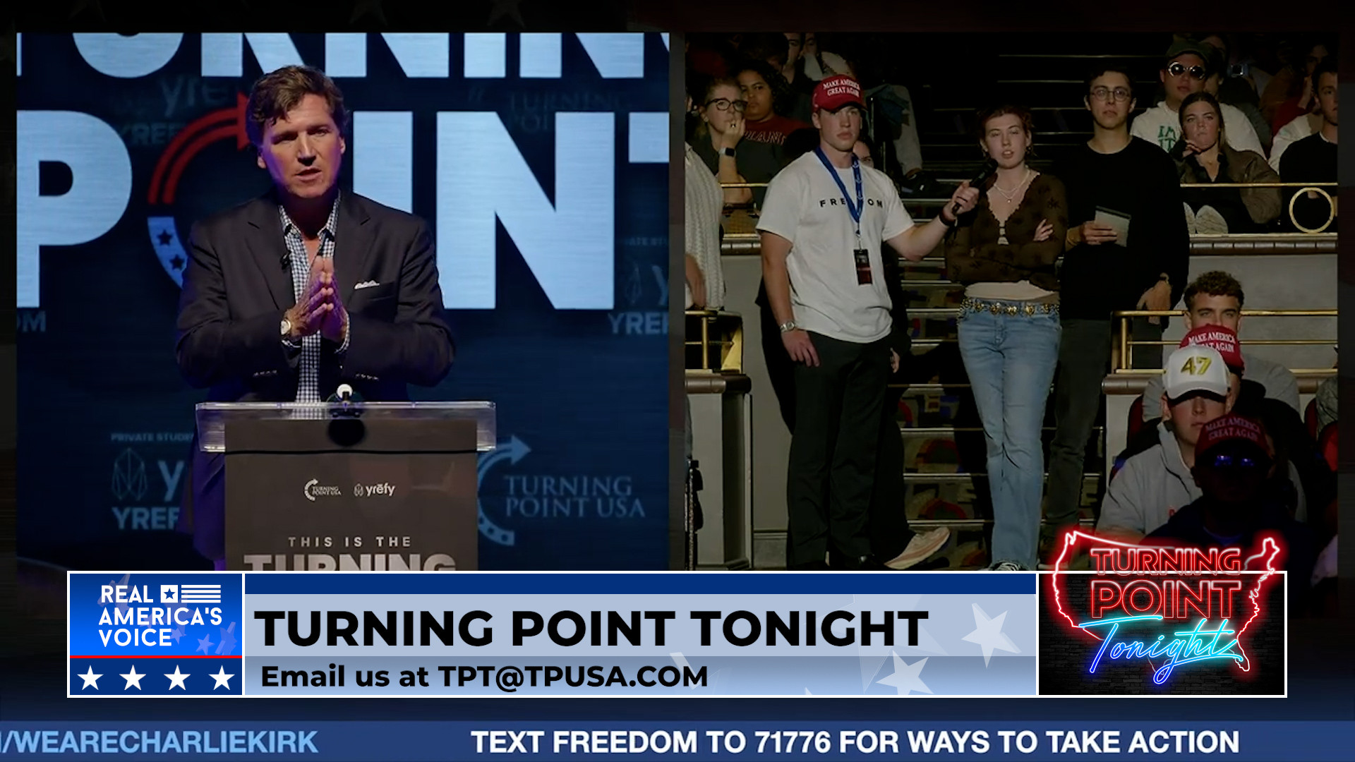 Jobob and Tucker Carlson at Indiana University