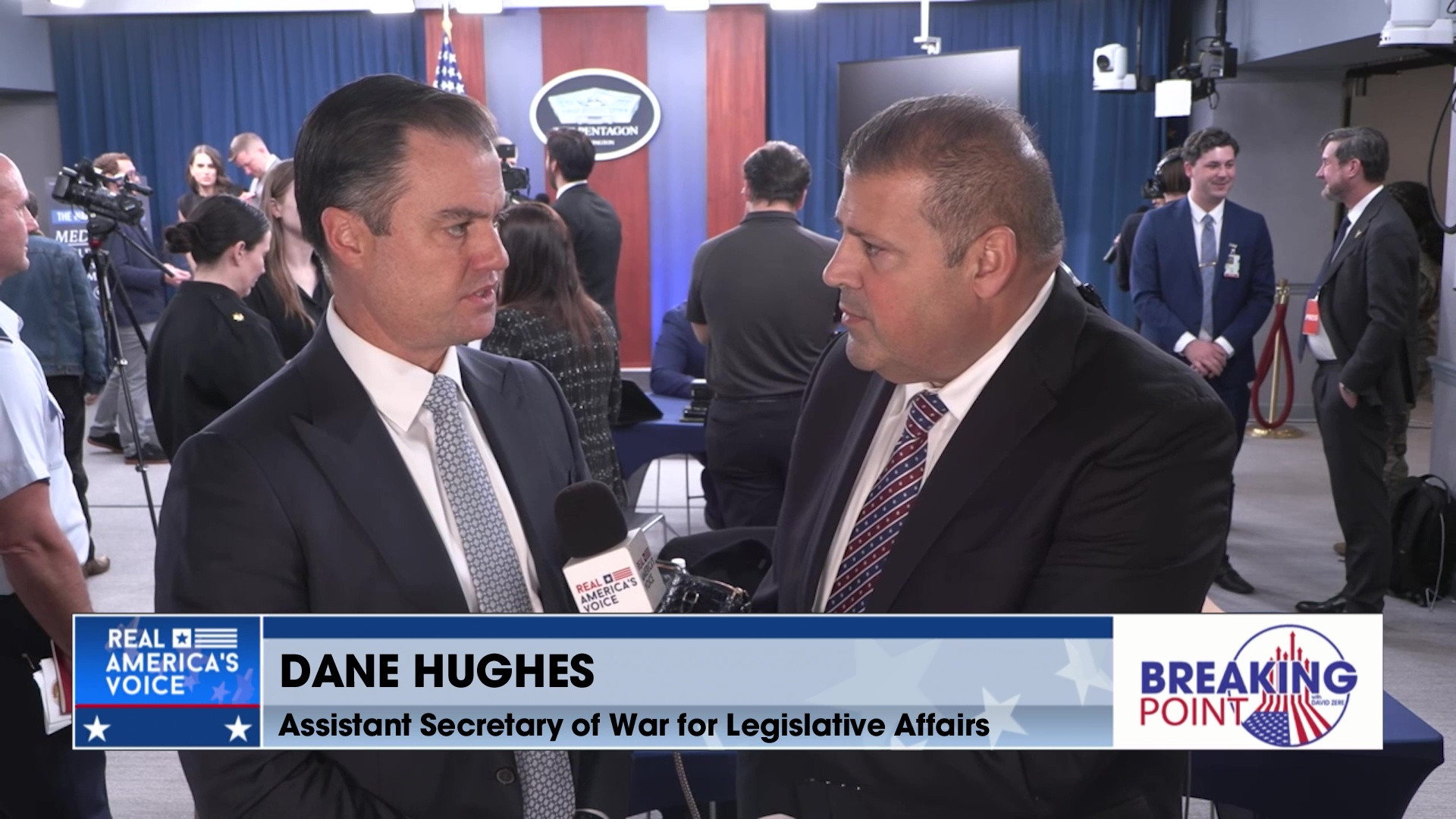 BP 12-6-25 C - David chats with Dane Hughes and Stu Scheller at the Pentagon