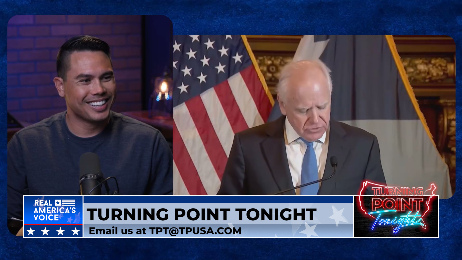 Fraudster Tim Walz is still trying to paint conservatives as the bad guys