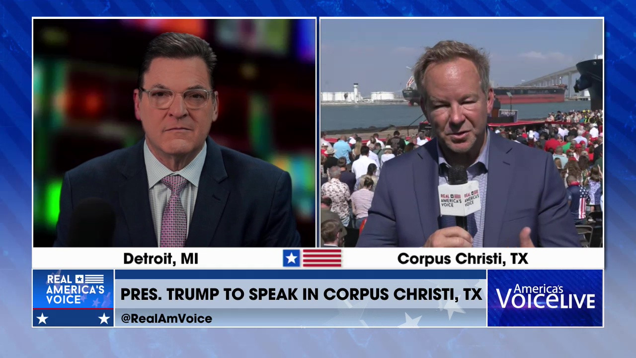 A LIVE LOOK AHEAD OF PRESIDENT TRUMP'S SPEECH IN CORPUS CHRISTI, TX