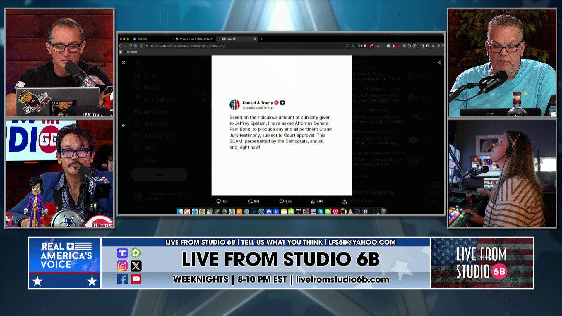 7-17-25 6 - Damon pays bills, Slick has Sports, MSNBC on the WSJ , Breaking Epstein release news